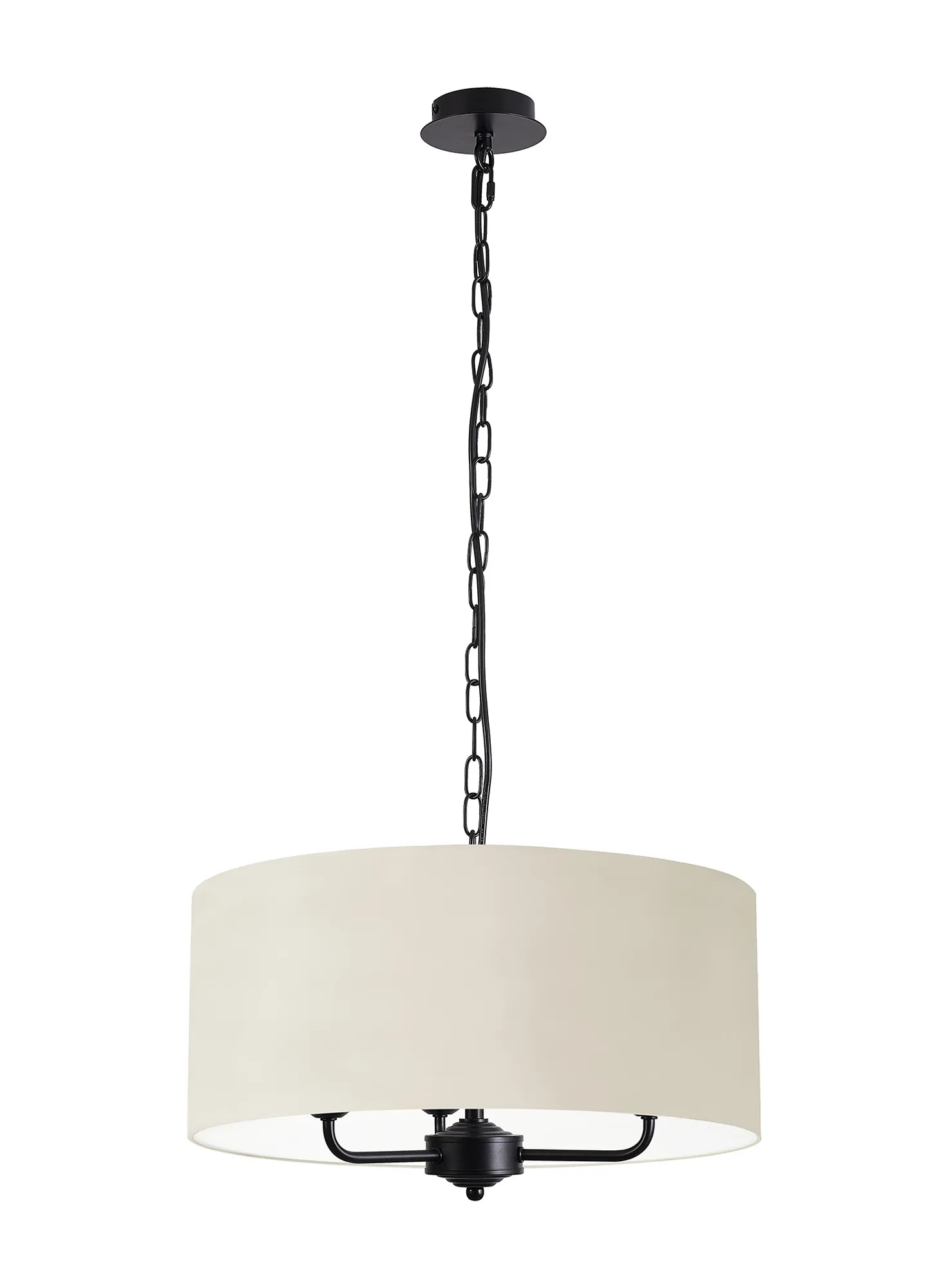Banyan 50cm 3 Light Pendant Matt Black, Ivory Pearl/White DK1037  Deco Banyan MB IV